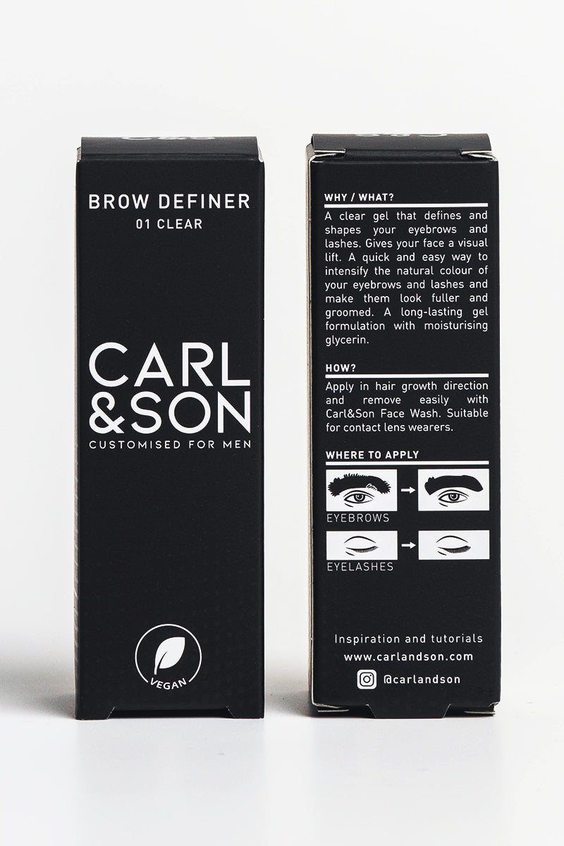 cartonage of brow definer the fron and side showing a picogram on how to use the product 